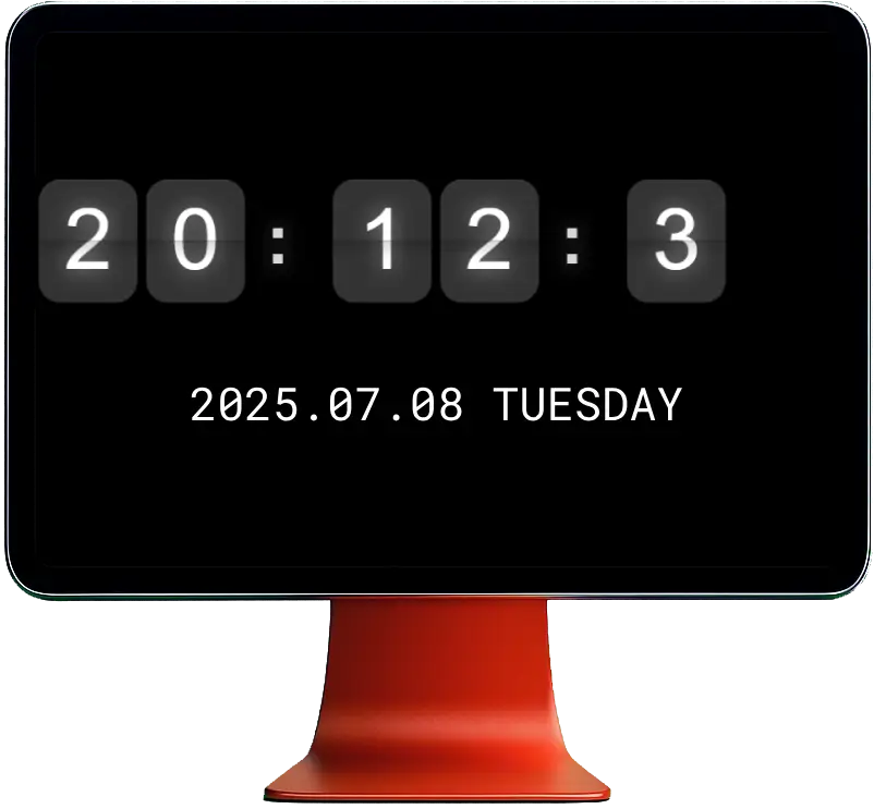 Vintage Flip clock displayed on an iPad